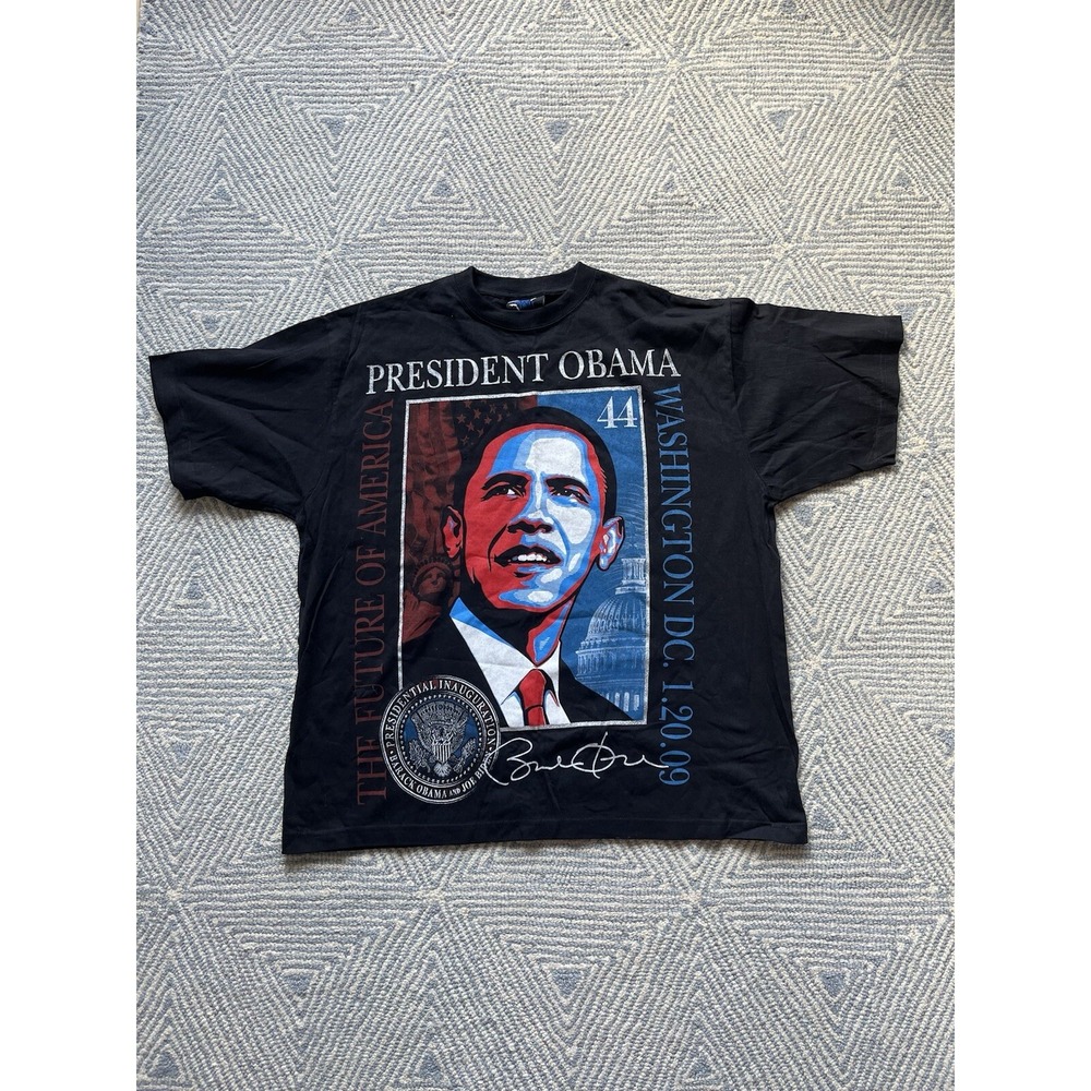 Rose Deal President Barack Obama Stamp Graphic T-Shirt - Black -‎ XL